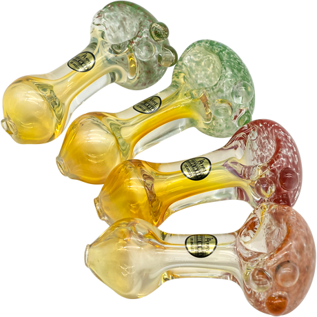 LA Pipes Thick Neck Freckles Spoon Pipes in Fumed Color Changing Glass, Heavy Wall, USA Made