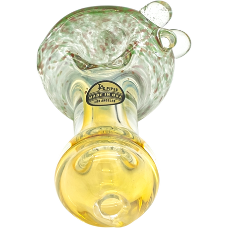 LA Pipes "Thick Neck Freckles" Spoon Pipe, heavy wall borosilicate glass, color changing, top view