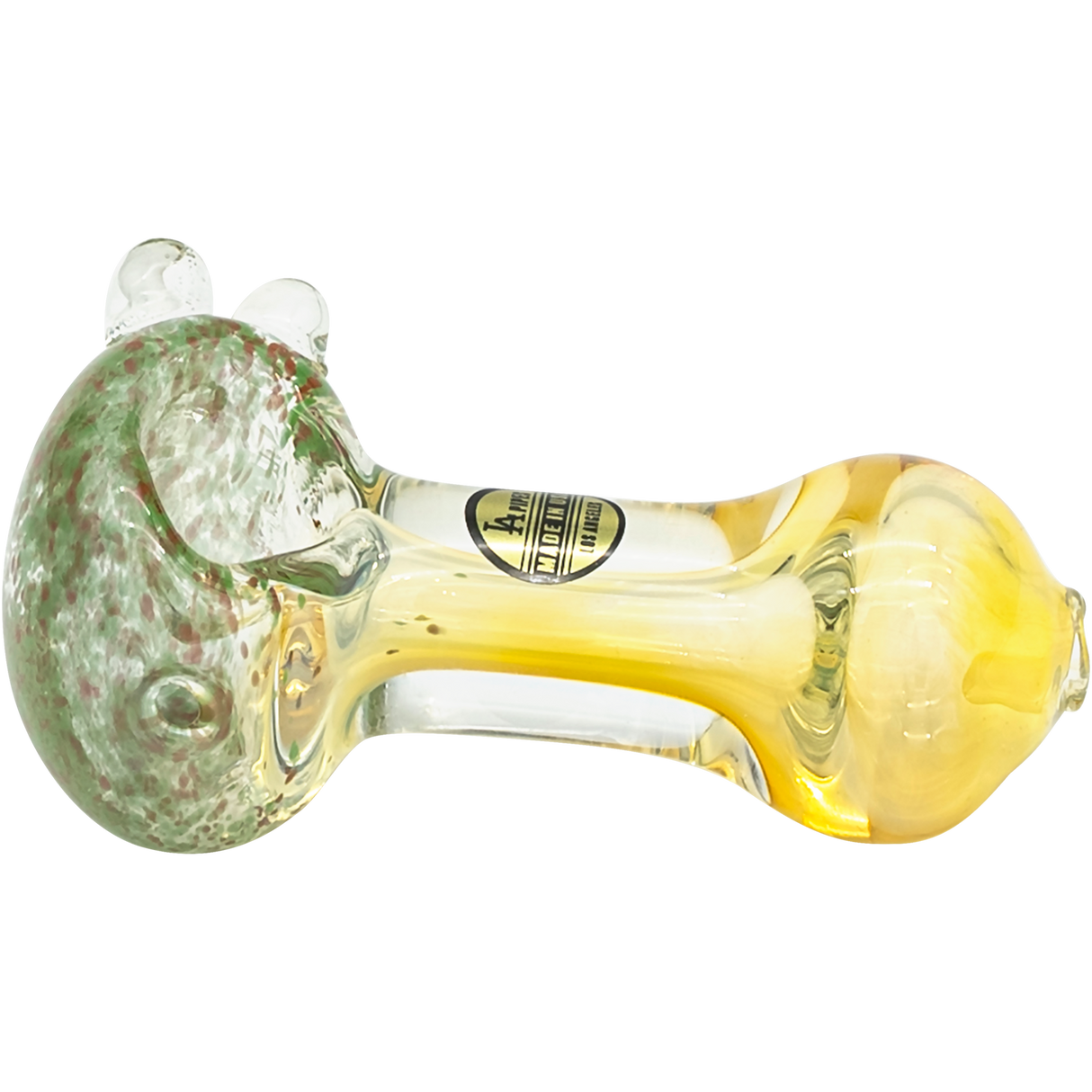 LA Pipes Thick Neck Freckles Spoon Pipe, 3.75" Heavy Wall Borosilicate, Side View
