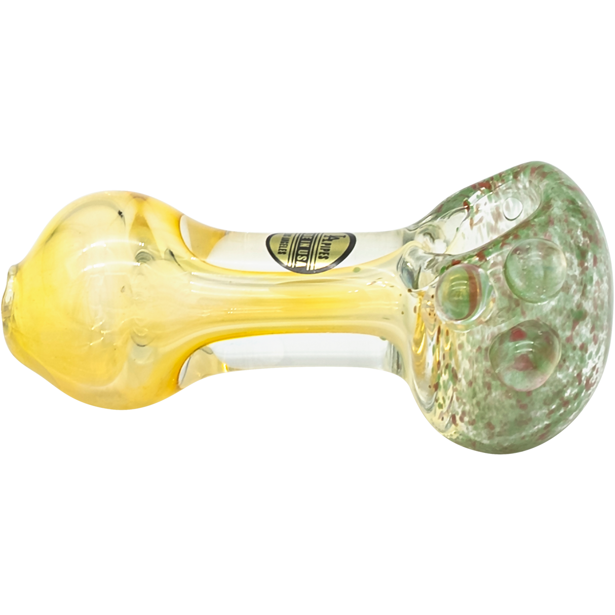 LA Pipes 'Thick Neck Freckles' Spoon Pipe, Fumed Color Changing, Heavy Wall Glass, Top View