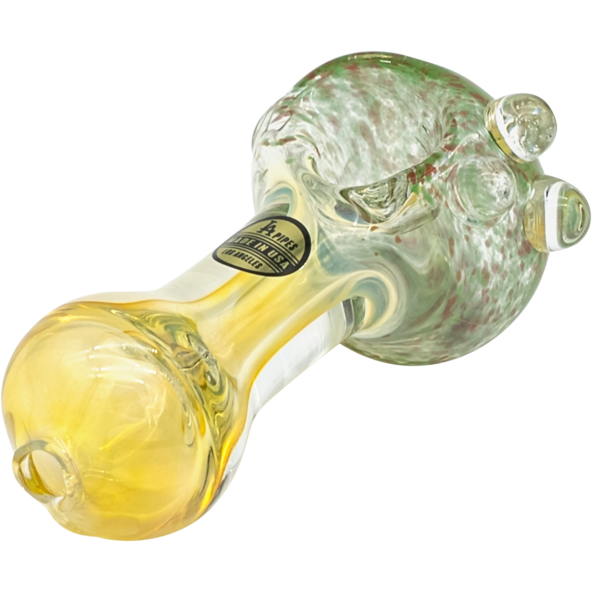 LA Pipes Thick Neck Freckles Spoon Pipe, Fumed Color Changing, Side View