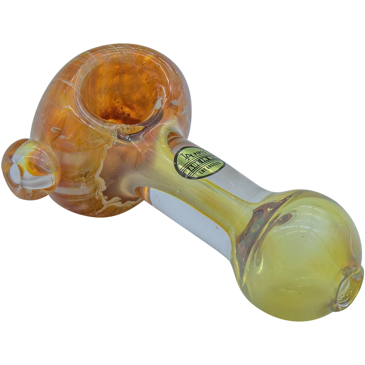 LA Pipes Thick Neck Spoon Pipe in Amber, Fumed Color Changing Borosilicate Glass, 3" Length, USA Made