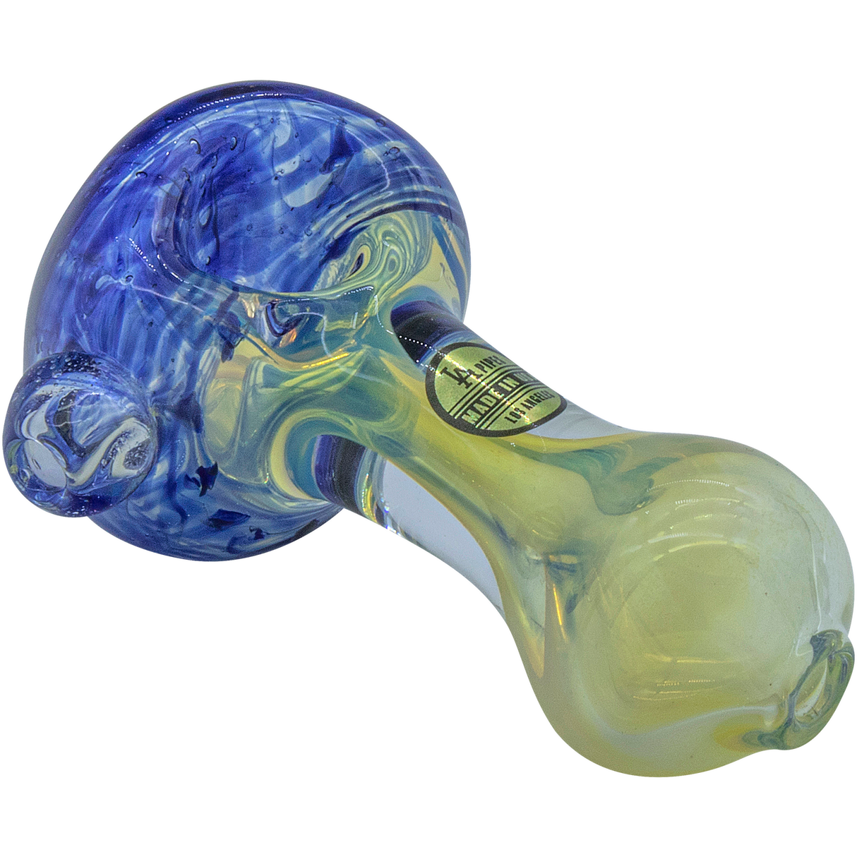 LA Pipes Thick Neck Spoon Pipe in Blue, Fumed Color Changing Borosilicate Glass, 3" Length