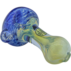 LA Pipes Thick Neck Spoon Pipe in Blue, Fumed Color Changing Borosilicate Glass, 3" Length