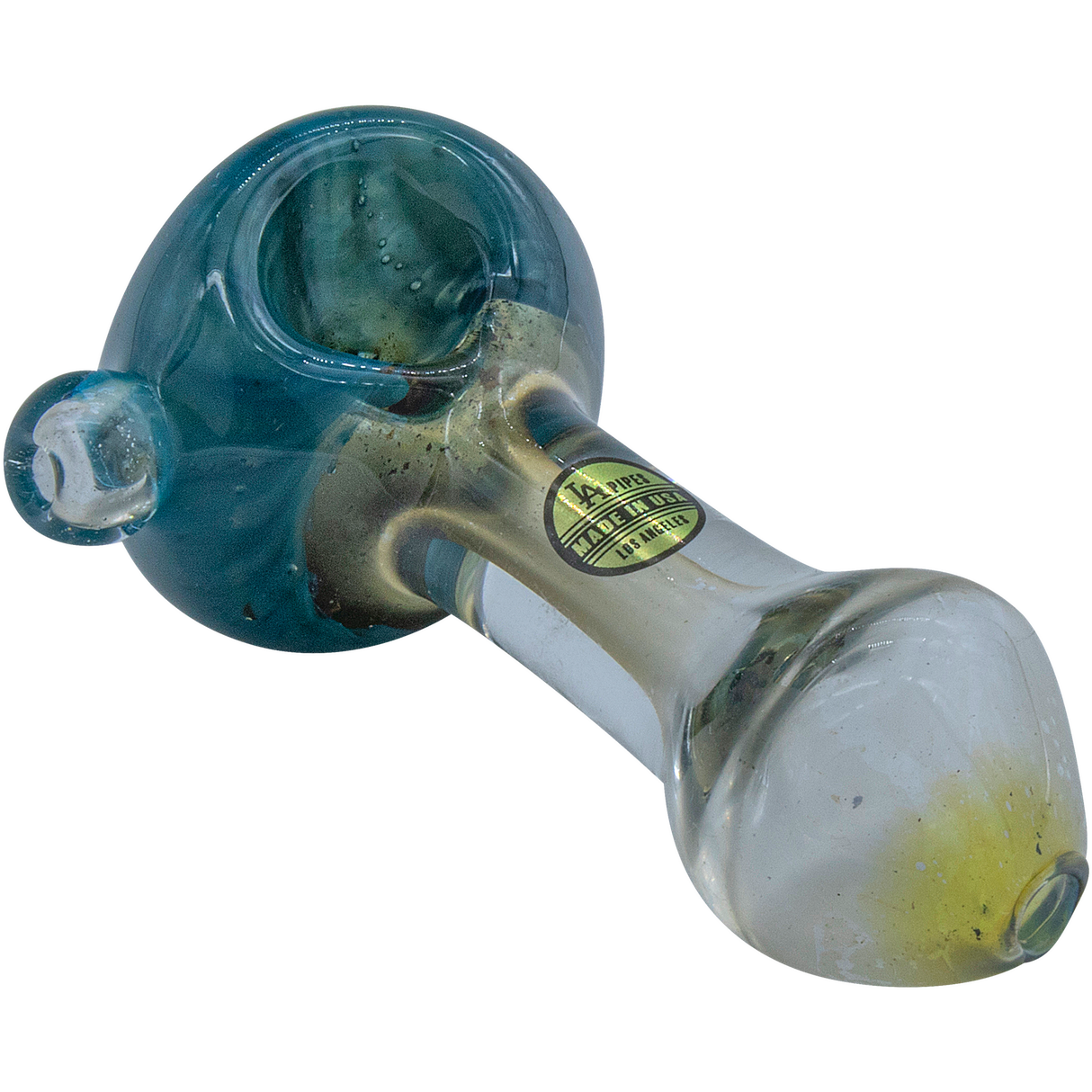 LA Pipes "Thick Neck" Spoon Pipe in Fumed Color Changing Design, Heavy Wall Side View