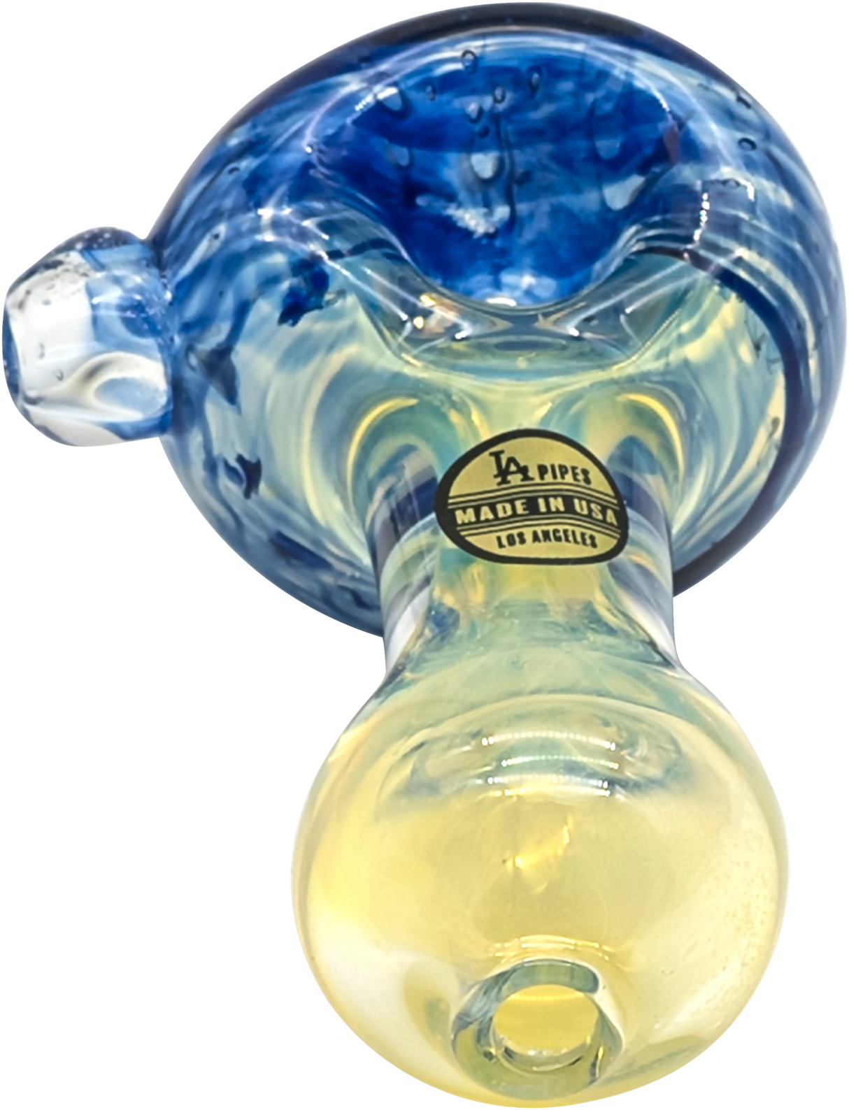 LA Pipes "Thick Neck" Spoon Pipe with Fumed Color Changing Design, Heavy Wall Borosilicate Glass, 3" Length