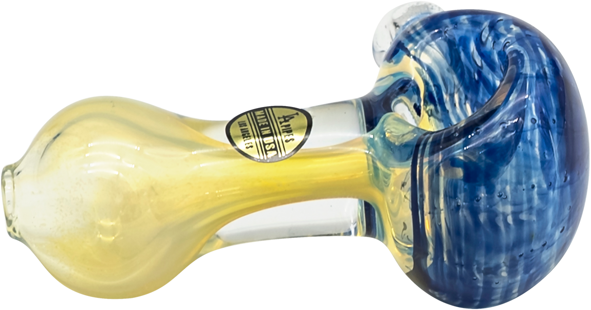 LA Pipes Thick Neck Spoon Pipe in Fumed Color Changing Glass, Heavy Wall Side View