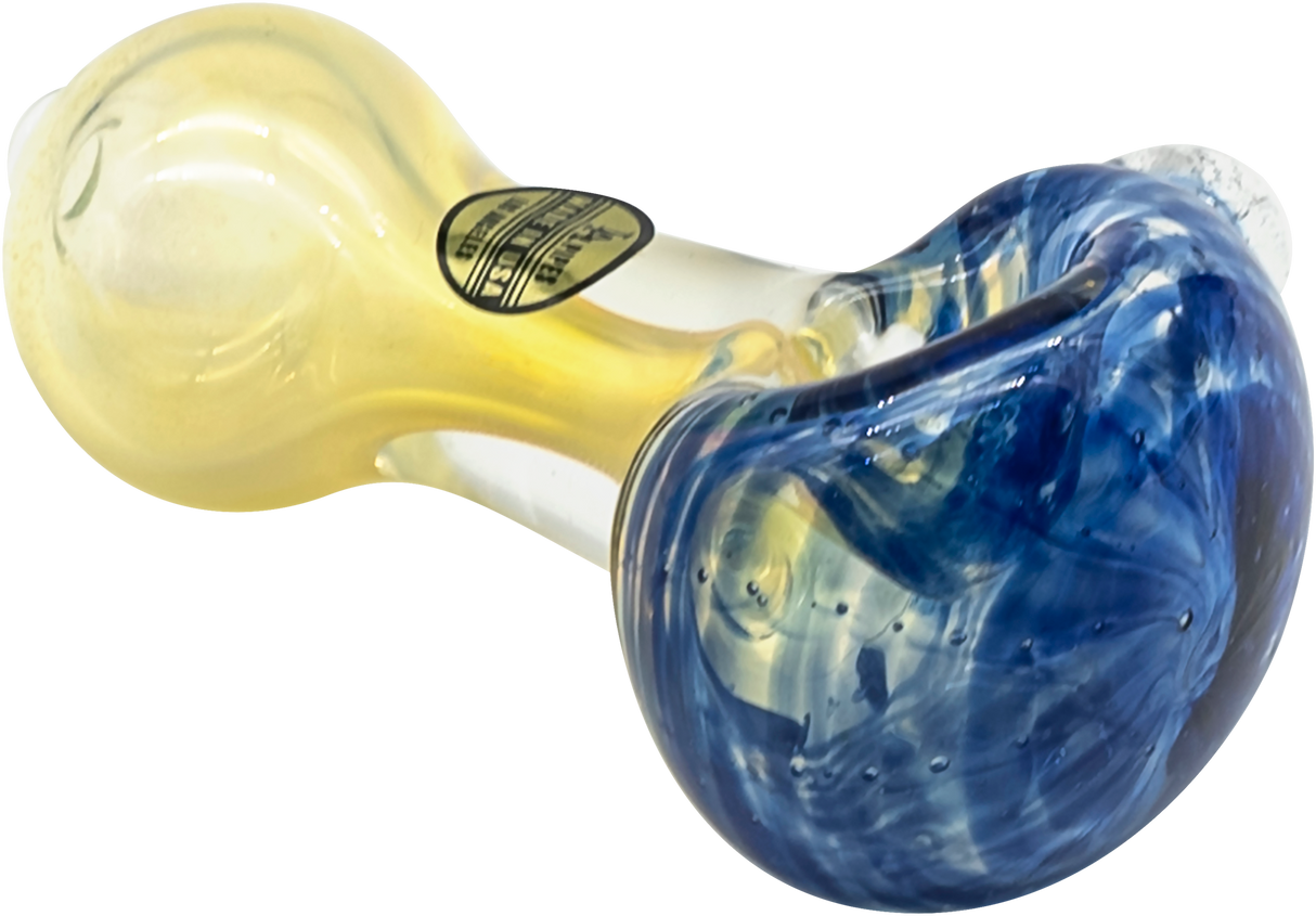 LA Pipes Thick Neck Spoon Pipe in Fumed Color Changing, Heavy Wall Borosilicate Glass, Side View