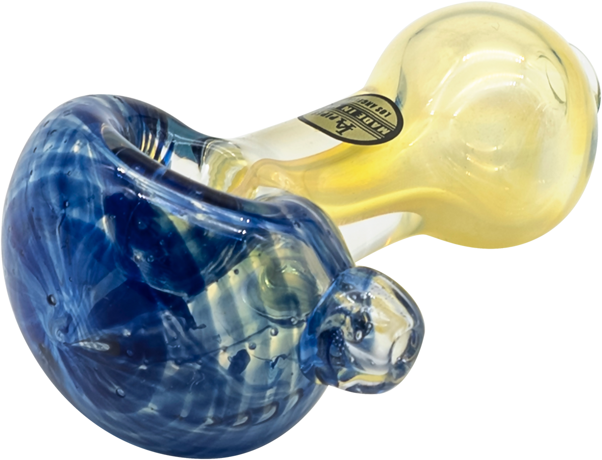 LA Pipes "Thick Neck" Spoon Pipe with Fumed Color Changing Design, Heavy Wall Side View