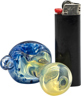 LA Pipes "Thick Neck" Spoon Pipe with Fumed Color Changing Design, Side View