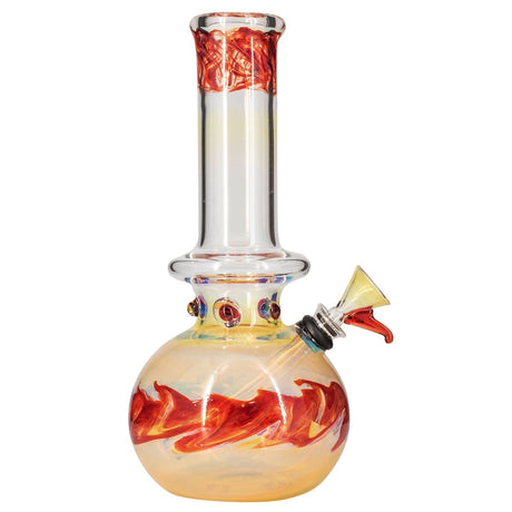 LA Pipes "Time Traveler" Silver Fumed Bubble Bong with Orange Swirls, Grommet Joint, Front View