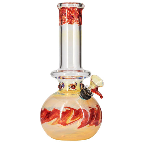 LA Pipes "Time Traveler" Bubble Bong with orange accents, silver fumed, 8" tall, front view on white background