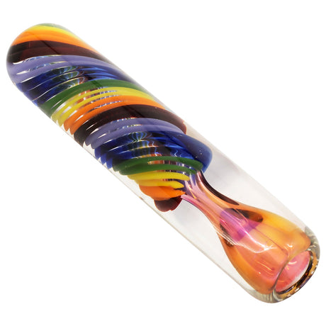 LA Pipes "Twisted Rainbow" Fumed Glass Chillum - Vibrant One-Hitter Side View