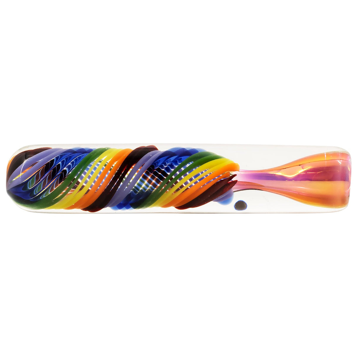 LA Pipes "Twisted Rainbow" Fumed Glass Chillum - 3.25" One-Hitter with Color Changing Design