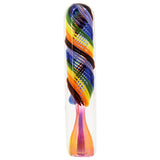 LA Pipes "Twisted Rainbow" Fumed Glass Chillum, 3.25" Borosilicate, Front View