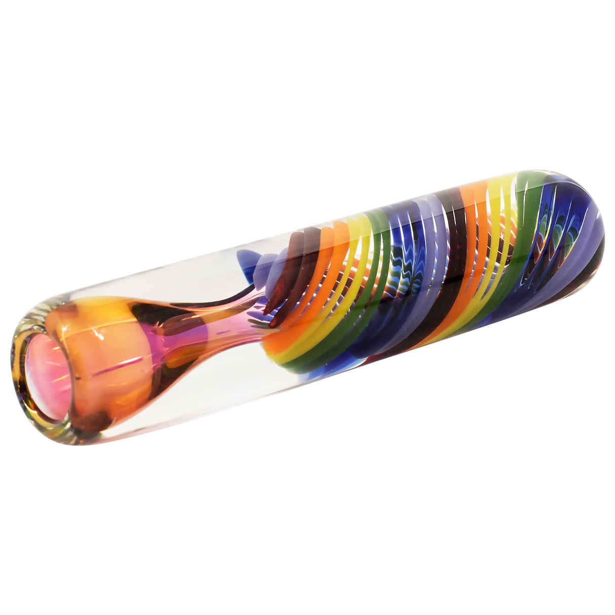 LA Pipes Twisted Rainbow Fumed Glass Chillum, 3.25" Length, Side View