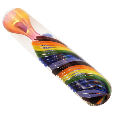 LA Pipes "Twisted Rainbow" Fumed Glass Chillum, 3.25" Borosilicate, Color Changing