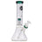 LA Pipes "Vector" Shower-Head Perc Bong in Aqua, Beaker Design, Front View on White Background