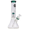 LA Pipes "Vector" Shower-Head Perc Bong in Aqua, Beaker Design, Front View on White Background