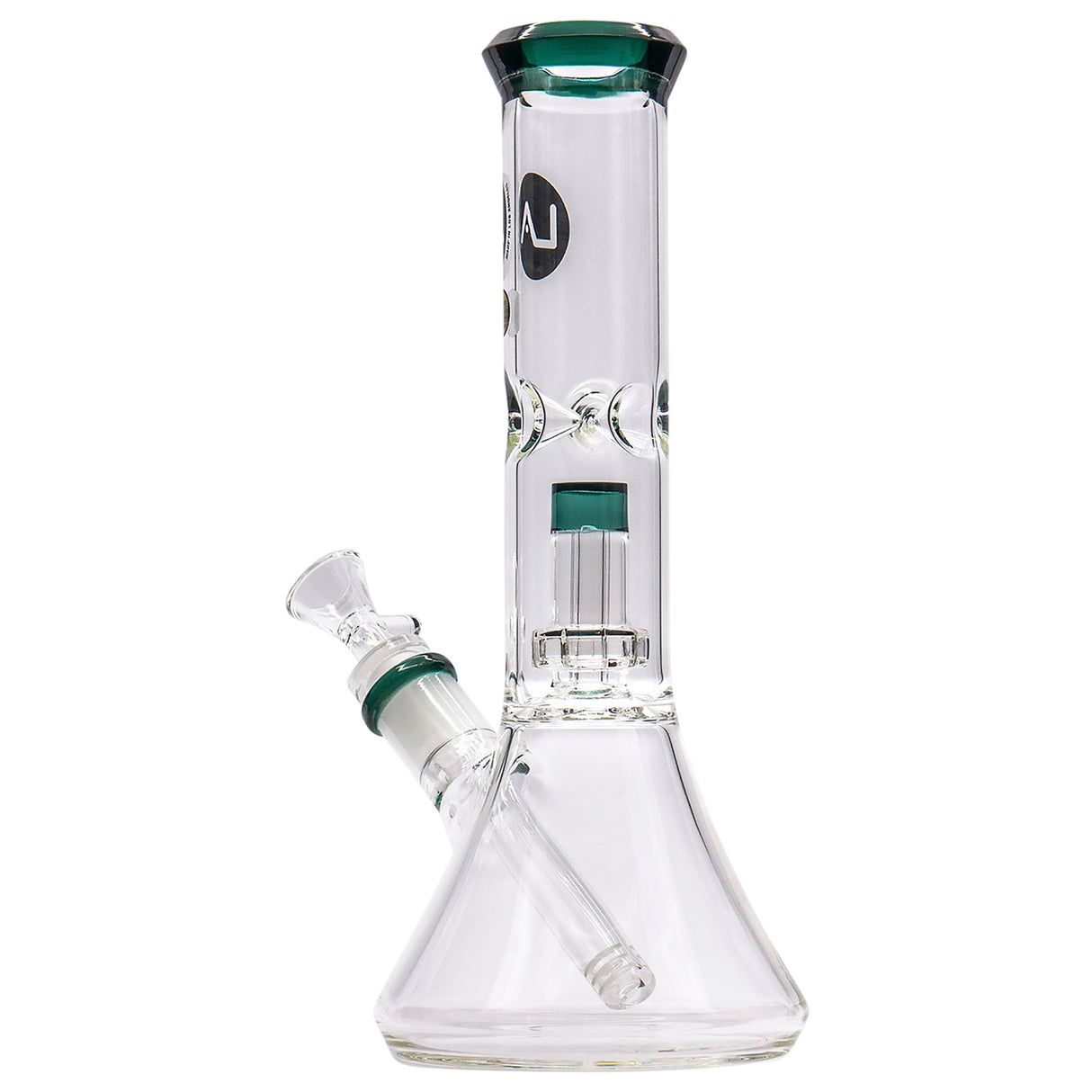 LA Pipes Vector Shower-Head Perc Bong with Beaker Design, 11" Height, Front View