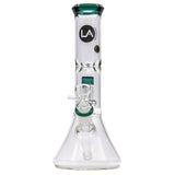 LA Pipes "Vector" Beaker Bong with Shower-Head Perc, Clear Borosilicate Glass, Front View