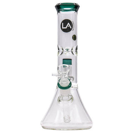 LA Pipes "Vector" Beaker Bong with Shower-Head Perc, Clear Borosilicate Glass, Front View