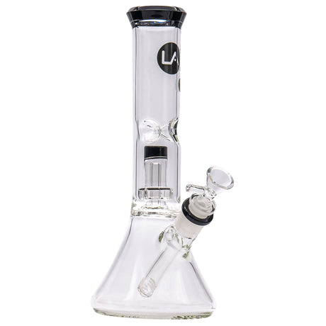 LA Pipes Vector Shower-Head Perc Bong in Onyx, Beaker Design, 11" Height, Front View