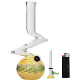 LA Pipes Zong-Bubble-Bong with Grommet Joint and Borosilicate Glass, Front View with Accessories