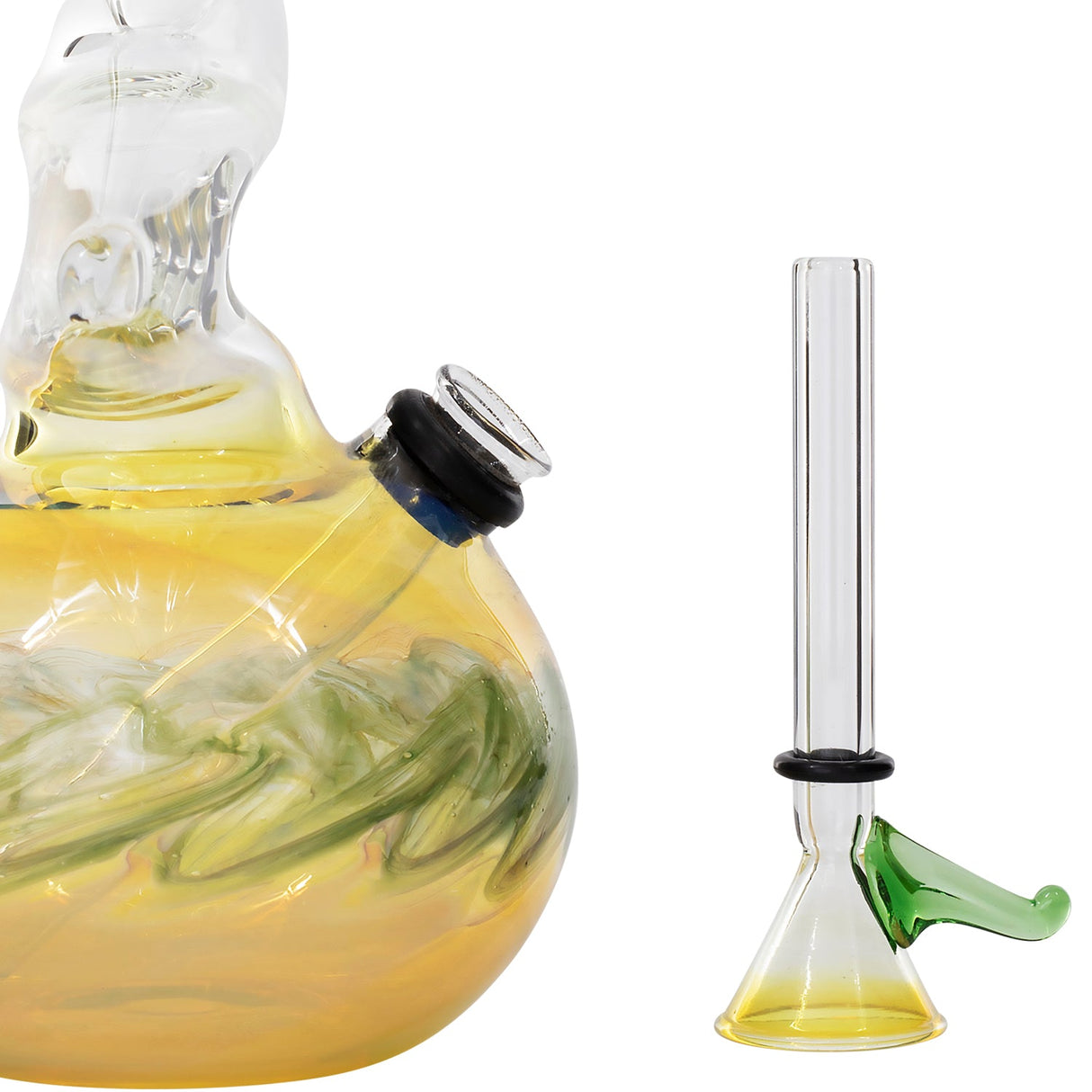 LA Pipes Zong-Bubble-Bong with Grommet Joint and Clear Downstem, Side View on White