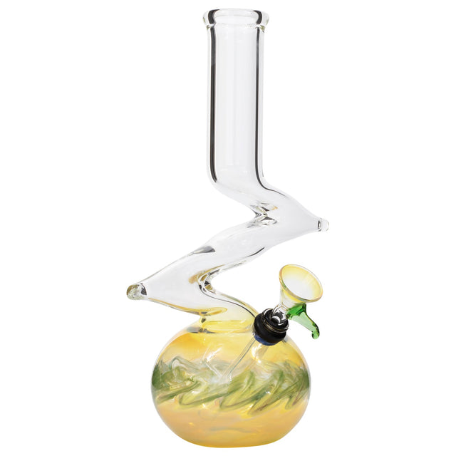 LA Pipes Zong-Bubble-Bong in Green, 10" Borosilicate Glass Water-Pipe with Grommet Joint, Front View