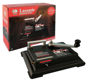 Laramie Shootermatic Manual Cigarette Injector Machine for King Size, side view with box