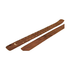 12-Pack Large Wooden Incense Burners with Celestial Designs, Top View