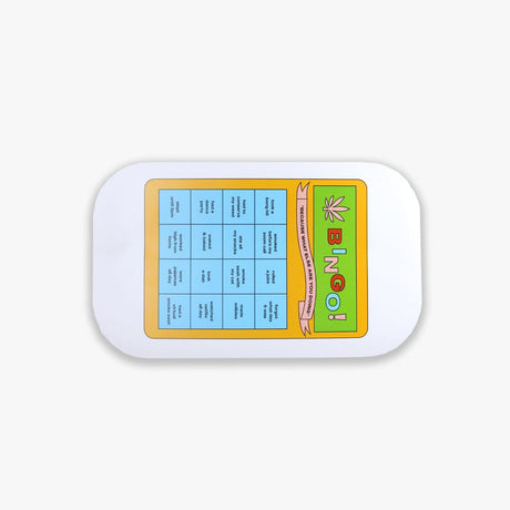 Ugly House Large Rolling Tray with Bingo Design, Lid, Cones, Papers - 10.6" x 6.3" Top View