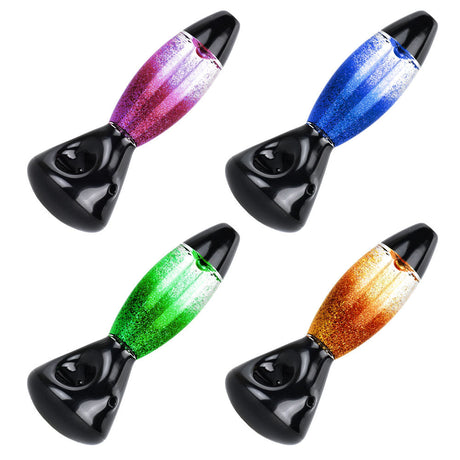 Assorted colors Lava Lamp Freezable Glycerin Hand Pipes - 4.5" front view on white background