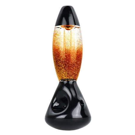 4.5" Lava Lamp Freezable Glycerin Hand Pipe with Glittery Orange Liquid, Front View