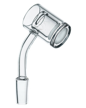 LavaTech Polished Quartz Banger Nail with Opaque Cup Insert, Side View, 45° Joint
