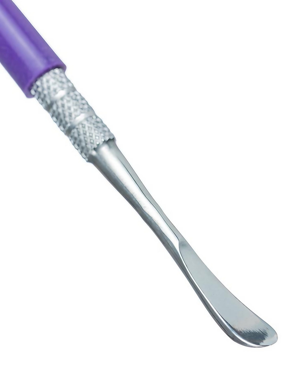Close-up of LavaTech Double Sided Dabber with purple silicone grip for concentrates
