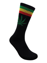 Leaf Republic Black Rasta Weed Socks with Cannabis Leaf Design - Side View