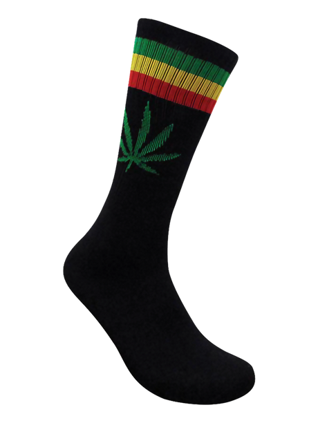 Leaf Republic Black Rasta Weed Socks with Cannabis Leaf Design - Side View
