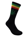 Leaf Republic Black Rasta Weed Socks with Cannabis Leaf Design - Side View