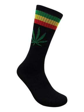 Leaf Republic Black Rasta Weed Socks with Cannabis Leaf Design - Side View