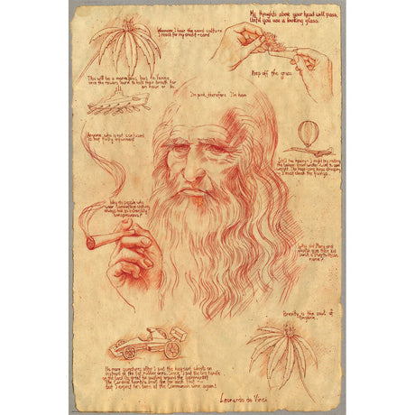 Leonardo DaVinci Poster featuring sketches and notes, 24" x 36", perfect for home decor