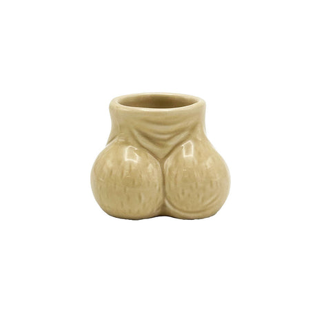 Lets Get Nuts Ceramic Shot Glass - 2oz with a quirky nut design, perfect novelty gift, front view