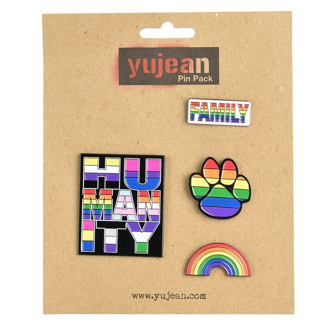 LGBTQ Enamel Pin Pack - Set of 4 with Rainbow and Pride Designs