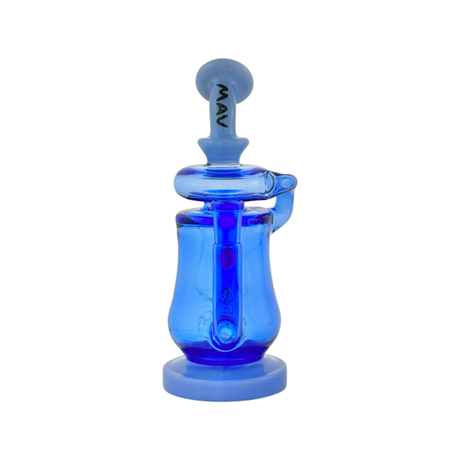 MAV Glass Lido Recycler Full Color Dab Rig in vibrant blue, front view on white background