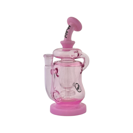 MAV Glass Lido Recycler Full Color Dab Rig in Pink - Front View