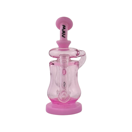MAV Glass Lido Recycler Full Color Dab Rig in Pink - Front View on Seamless White