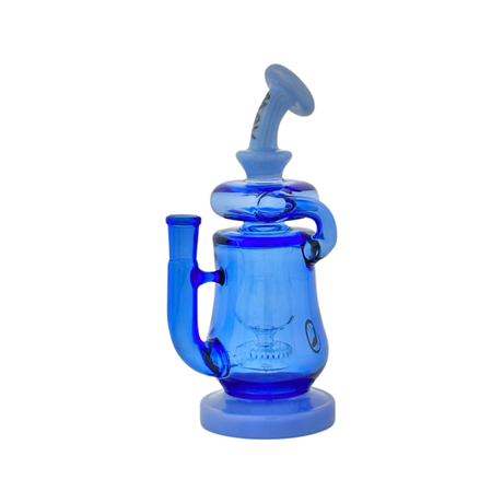 MAV Glass Lido Recycler Full Color Dab Rig in Vibrant Blue - Front View