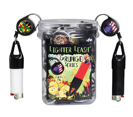 Lighter Leash 30-Pack Grunge Series with retractable cord for easy lighter access
