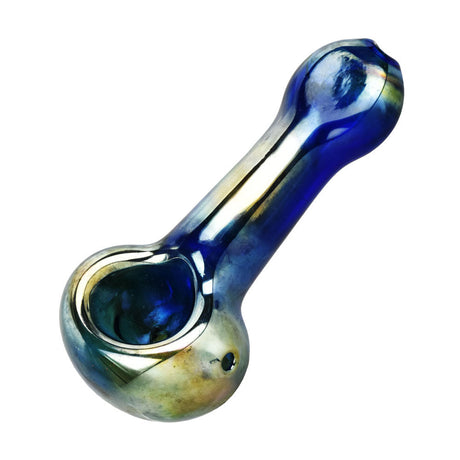 Lightweight Glass Spoon Pipe in Oil Slick Design, 4" Borosilicate, Portable for Dry Herbs